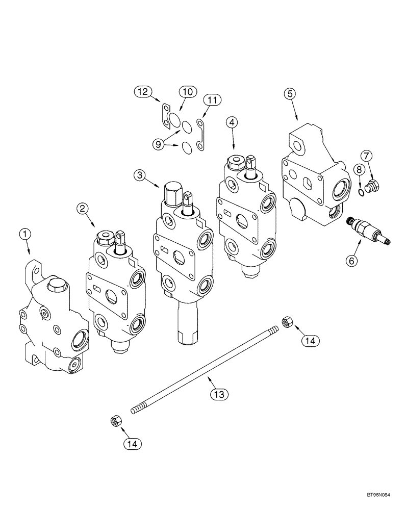 Схема запчастей Case 1150H_IND - (08-20) - VALVE, CONTROL - 3 SECTIONS (08) - HYDRAULICS