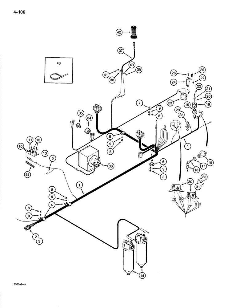 Схема запчастей Case 1080B - (4-106) - ELECTRICAL HARNESS - CAB AND TURNTABLE (04) - ELECTRICAL SYSTEMS