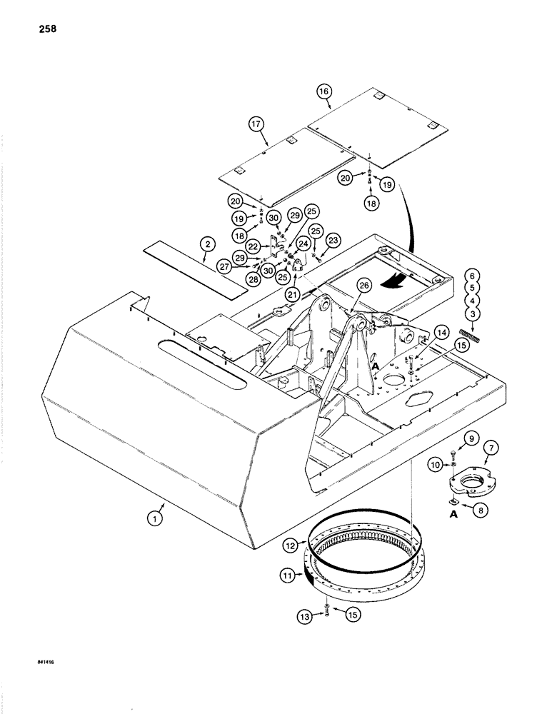 Схема запчастей Case 1280B - (258) - TURNTABLE AND BEARING (09) - CHASSIS/ATTACHMENTS