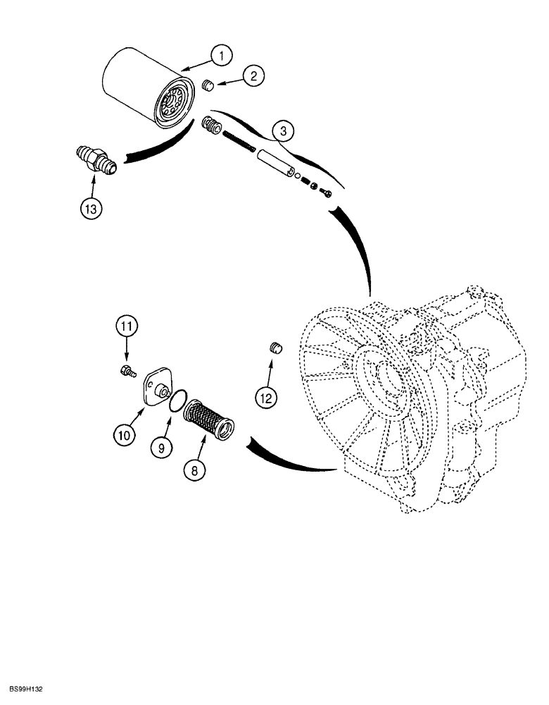 Схема запчастей Case 580SL - (6-034) - CARRARO TRANSMISSION ASSEMBLY, OIL FILTERS, 2 WHEEL & 4 WHEEL DRIVE, MODELS WITOUT POWERSHIFT TRANS (06) - POWER TRAIN