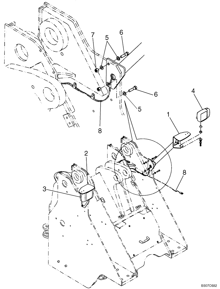 Схема запчастей Case 921E - (04-18) - MOUNTING - LAMPS, FRONT (04) - ELECTRICAL SYSTEMS