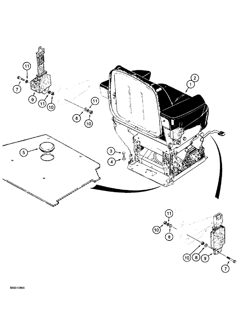 Схема запчастей Case 721B - (9-046) - SEAT AND MOUNTING PARTS, SUSPENSION SEAT, SEAT MOUNTING (09) - CHASSIS/ATTACHMENTS