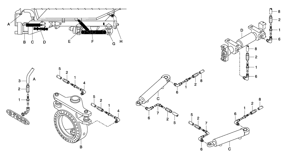 Схема запчастей Case 330 - (94A00000516[01]) - AUTOMATIC GREASING SYSTEM - REAR FRAM - OPTION (19) - OPTIONS