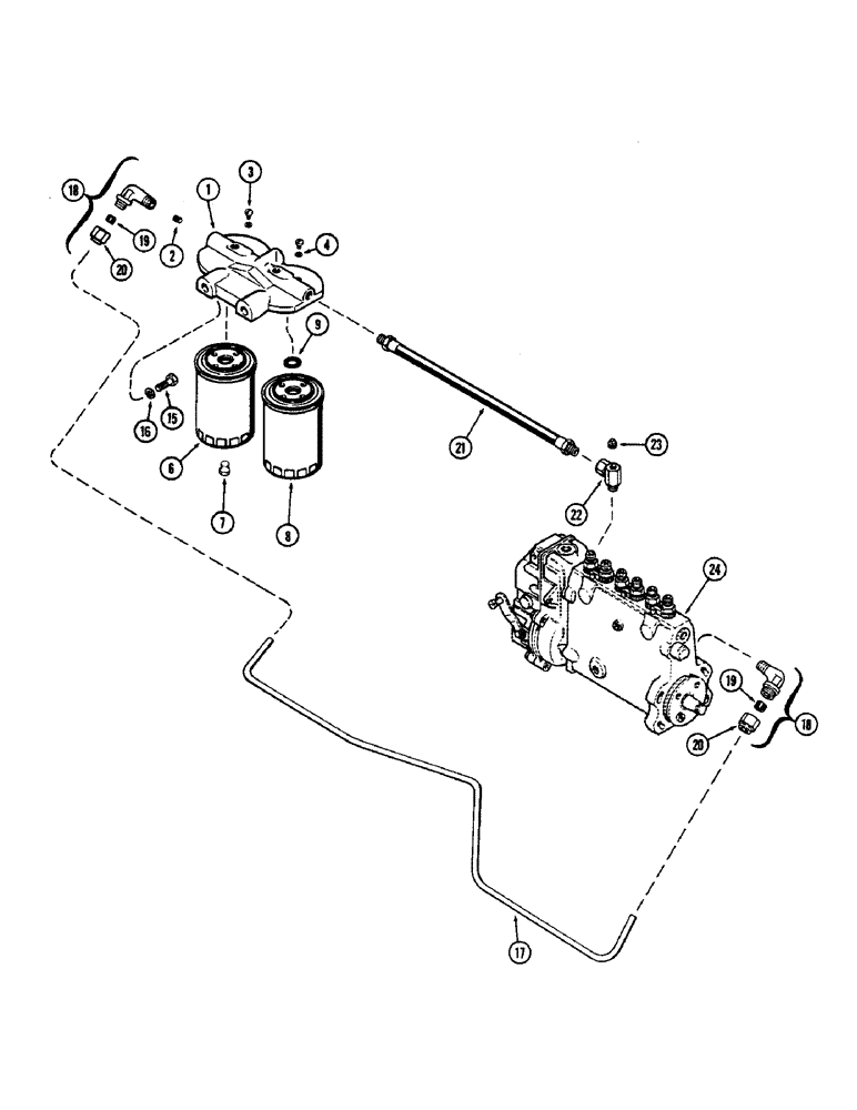 Схема запчастей Case W8E - (030) - FUEL INJECTION FILTER SYSTEM, (401B) DIESEL ENGINE, 1ST USED ENG. SN. 2323001 (03) - FUEL SYSTEM