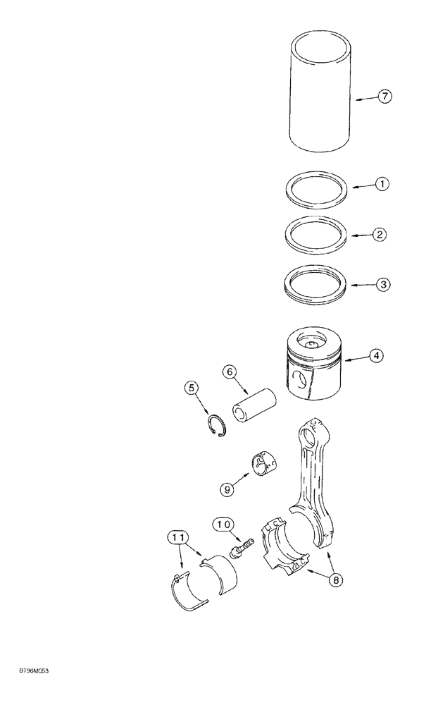 Схема запчастей Case 550G - (2-57A) - PISTONS AND CONNECTING RODS, 4-390 EMISSIONS CERTIFIED ENGINE, P.I.N. JJG0255794 AND AFTER (01) - ENGINE