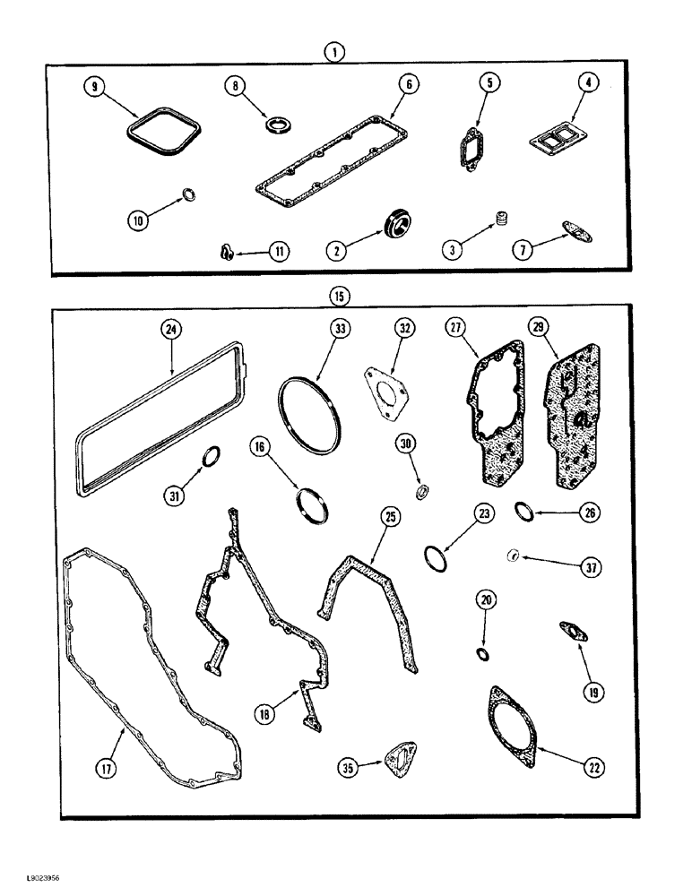 Схема запчастей Case 584E - (2-42) - ENGINE GASKET KITS, PRIOR TO P.I.N. JJG0251722, 4-390 ENGINE, VALVE GRIND (02) - ENGINE