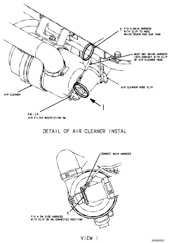 Схема запчастей Case CX17B - (01-043[00]) - HARNESS ASSY (AT AIR CLEANER) (PU11E00001F1) (55) - ELECTRICAL SYSTEMS