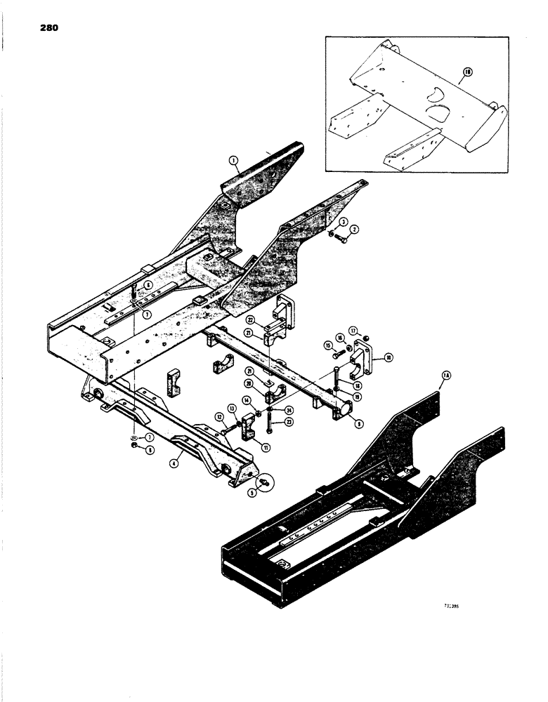 Схема запчастей Case 450 - (280) - MAIN FRAME, CROSSBAR AND CROSSMEMBER (05) - UPPERSTRUCTURE CHASSIS