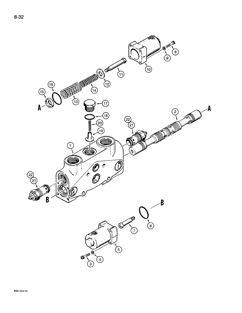 Схема запчастей Case 621 - (8-32) - LOADER AUXILIARY SECTION (08) - HYDRAULICS