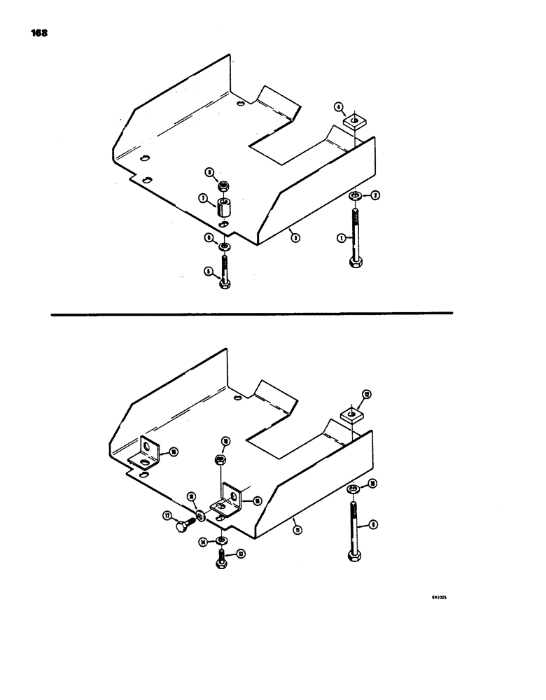 Схема запчастей Case 450 - (168) - TRANSMISSION GUARDS, FOR MODELS W/O REAR MOUNTED EQUIPMENT (03) - TRANSMISSION