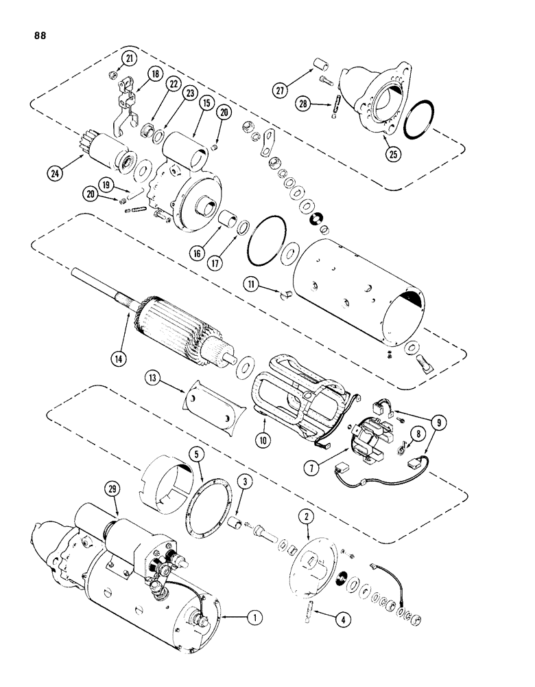 Схема запчастей Case 1150D - (088) - R37343 STARTER (04) - ELECTRICAL SYSTEMS