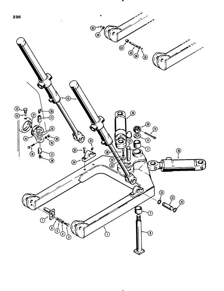 Схема запчастей Case 455B - (230) - ANGLE TILT DOZER C-FRAME AND CYLINDERS (18) - ATTACHMENT ACCESSORIES