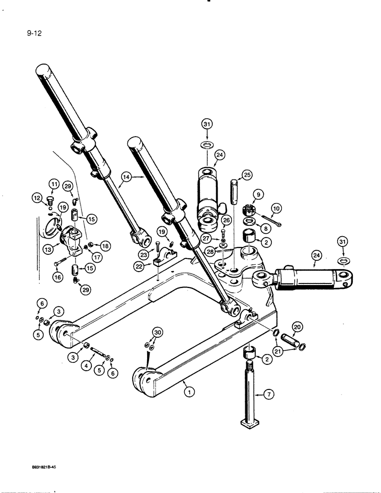 Схема запчастей Case 455C - (9-12) - DOZER C-FRAME AND LIFT AND ANGLE CYLINDERS (09) - CHASSIS/ATTACHMENTS