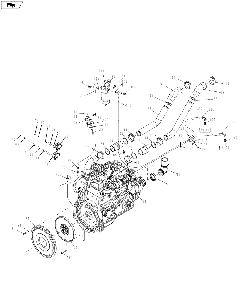 Схема запчастей Case SV210 - (02-02[01]) - ENGINE INSTALLATION (B) (GROUP 106) (ND138823) (02) - ENGINE