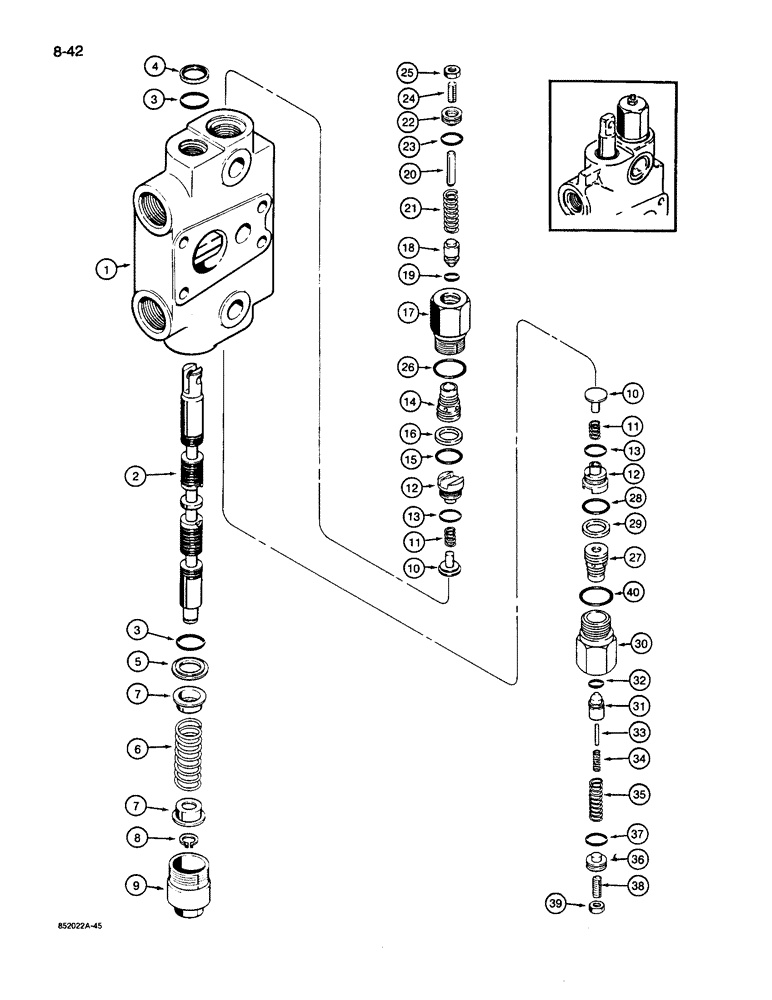 Схема запчастей Case 26D - (8-42) - G109514 BACKHOE CONTROL VALVE, BOOM SECTION 