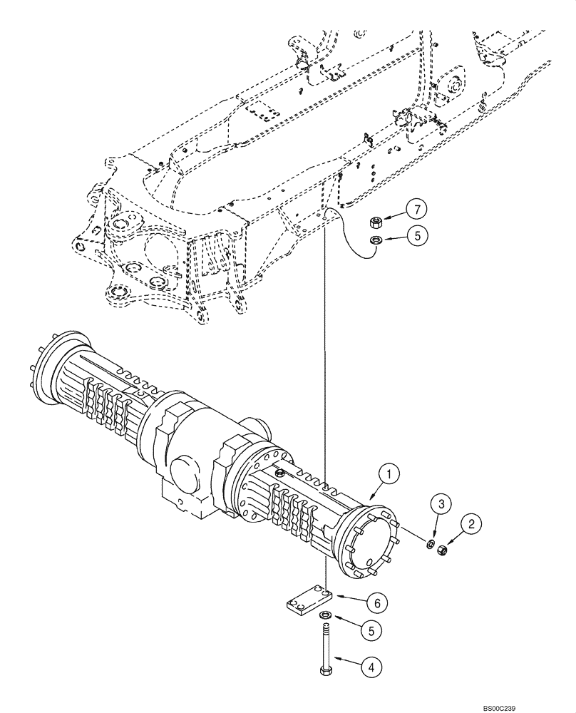 Схема запчастей Case 590SM - (06-38) - AXLE, REAR DRIVE - MOUNTING (06) - POWER TRAIN