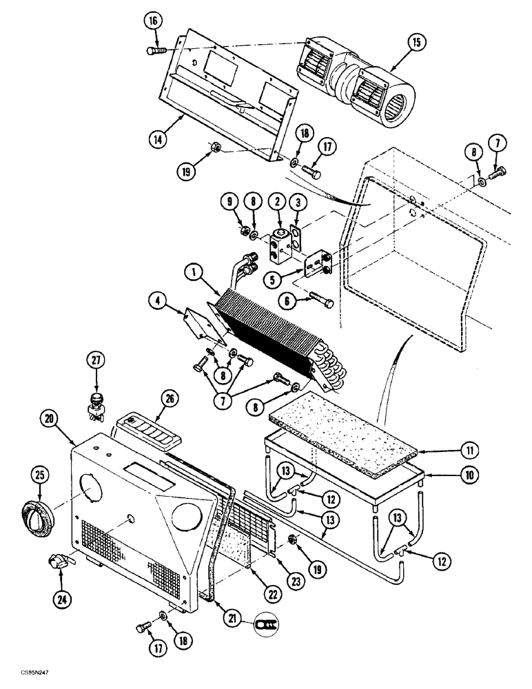 Схема запчастей Case 688BCK - (9D-28) - CAB AIR CONDITIONING - OPERATORS COMPARTMENT, 688B CK (120301-) (05.1) - UPPERSTRUCTURE CHASSIS/ATTACHMENTS