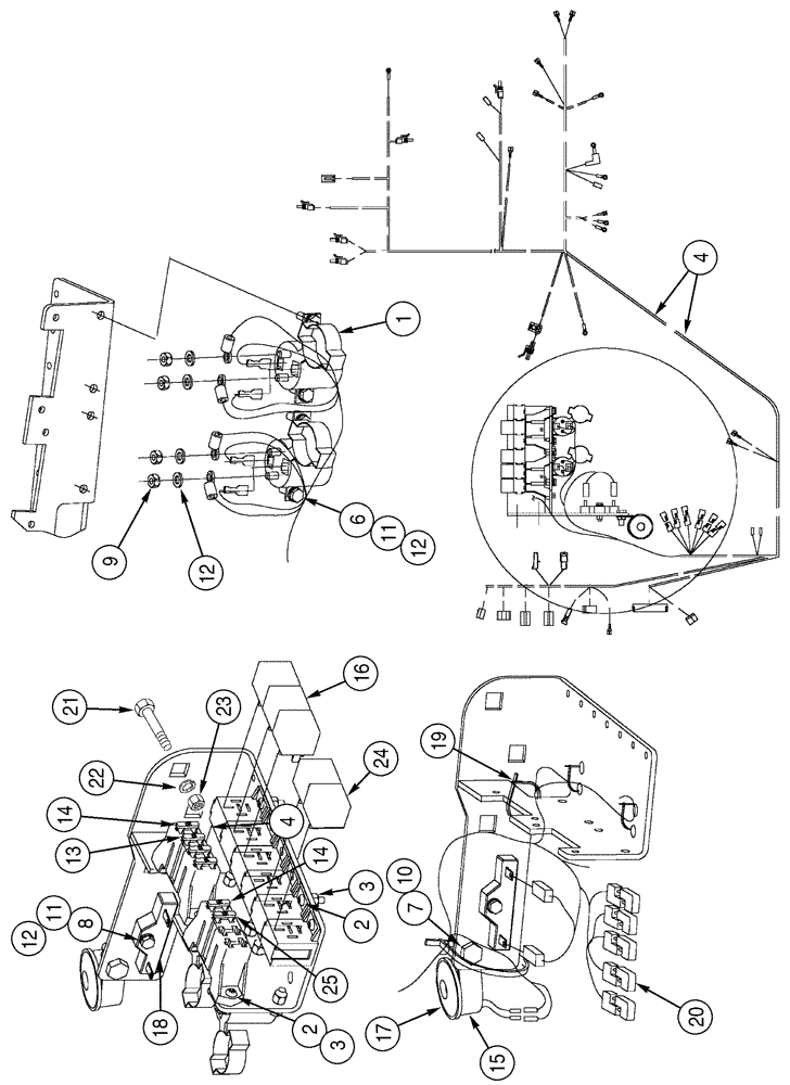 Схема запчастей Case 550H - (4-07) - FUSE AND RELAY, MOUNTING, MODELS WITH TURBOCHARGER (04) - ELECTRICAL SYSTEMS