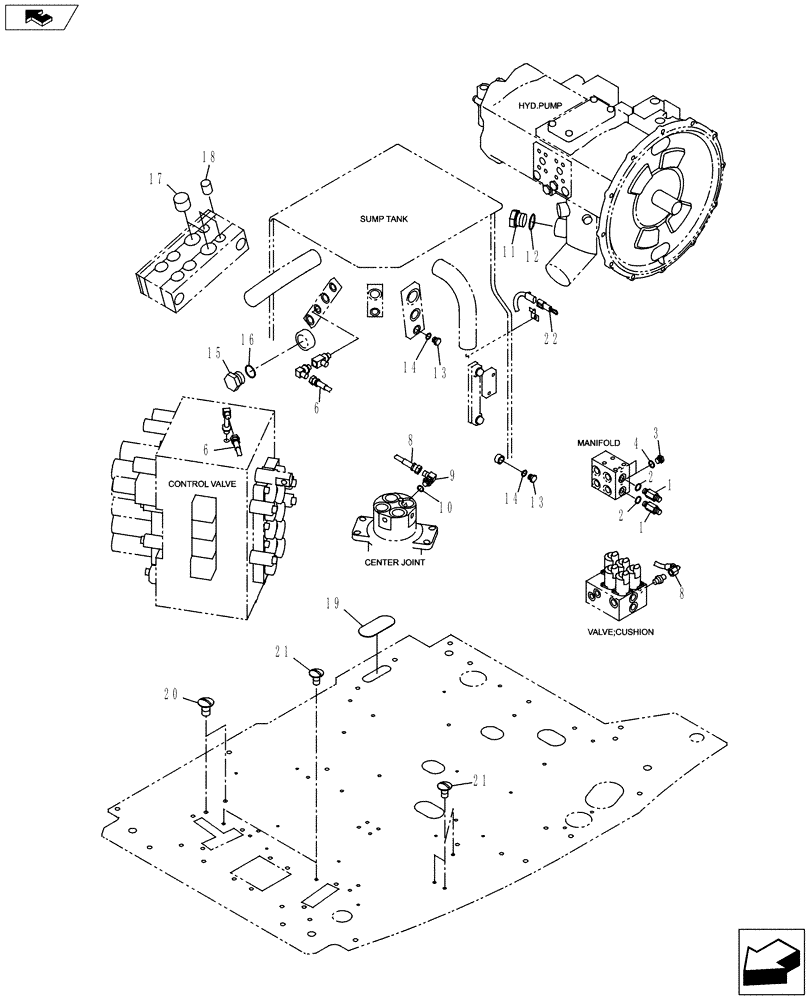 Схема запчастей Case CX235C SR - (35.350.07) - HYDRAULIC SYSTEM - PLUG STANDARD (35) - HYDRAULIC SYSTEMS