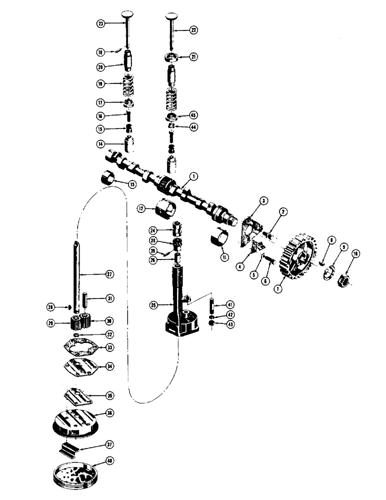 Схема запчастей Case 400 - (016) - CAMSHAFT, VALVES, PUSH RODS, AND GUIDES - GAS (01) - ENGINE