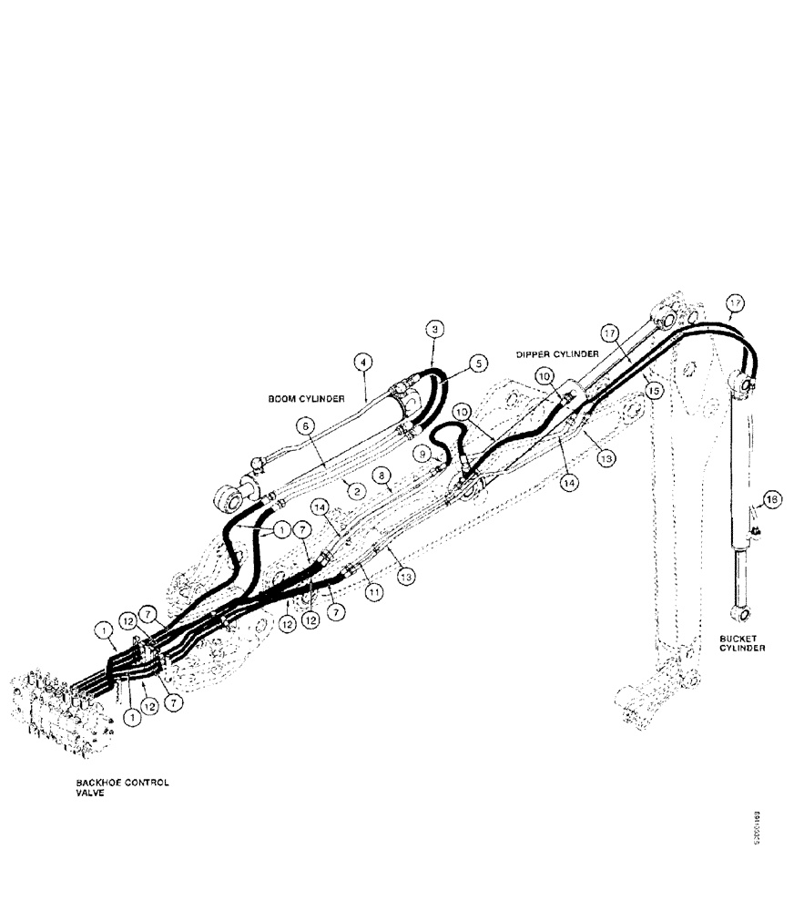 Схема запчастей Case 580SL - (1-20) - PICTORIAL INDEX, BACKHOE HYDRAULICS, BOOM, DIPPER, AND BUCKET (00) - PICTORIAL INDEX