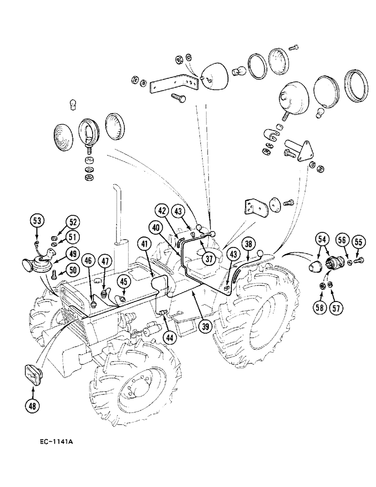 Схема запчастей Case 380B - (4-090) - CHASSIS WIRING, LIGHTS AND SWITCHES (CONTD) (04) - ELECTRICAL SYSTEMS