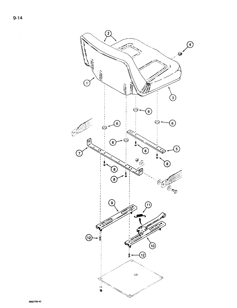 Схема запчастей Case 360 - (9-014) - OPERATORS SEAT (09) - CHASSIS/ATTACHMENTS