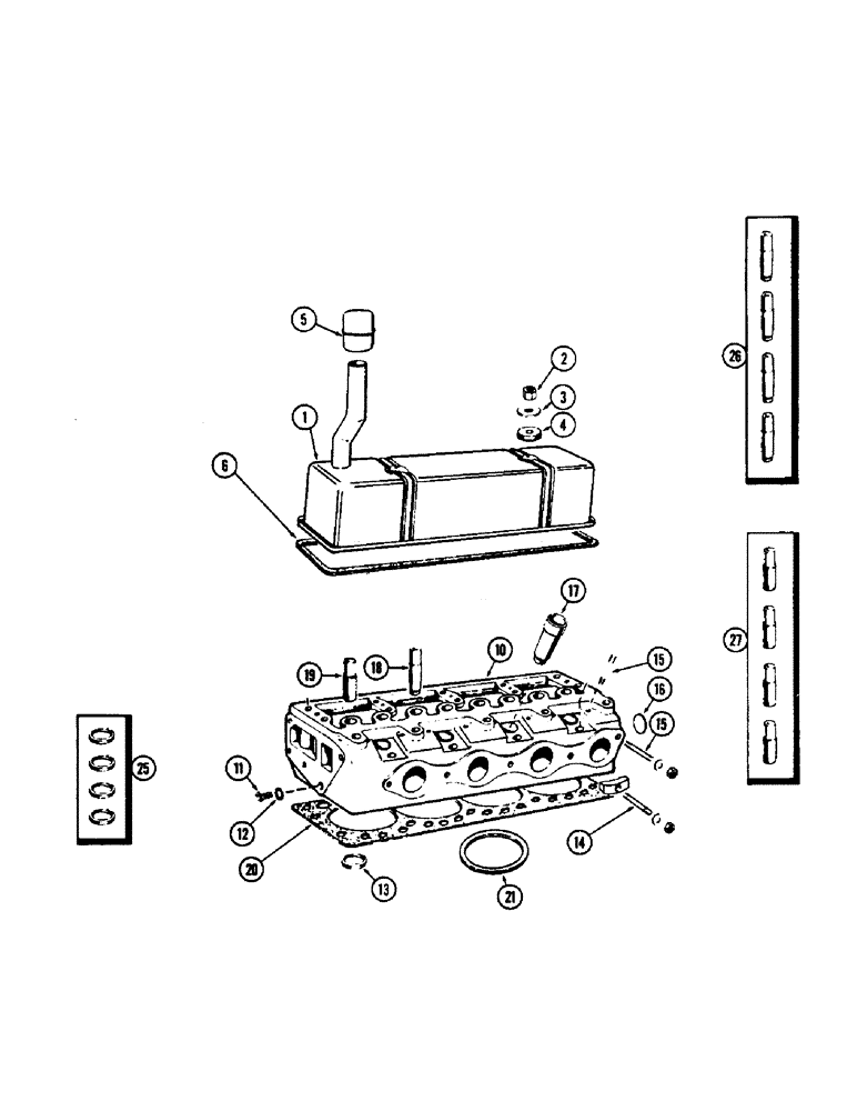 Схема запчастей Case 430CK - (030) - CYLINDER HEAD AND COVER, (188) DIESEL ENGINE, CASTING NUMBER A36876 