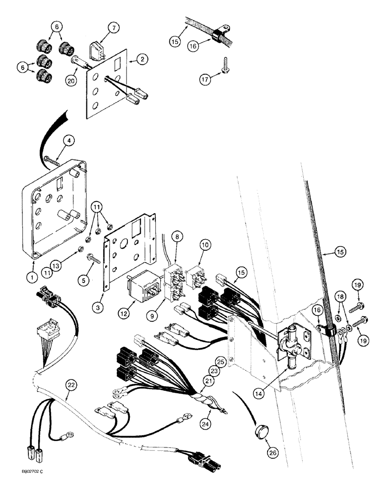 Схема запчастей Case 580SK - (9-140) - CAB CONTROL PANEL AND WIRING (09) - CHASSIS/ATTACHMENTS