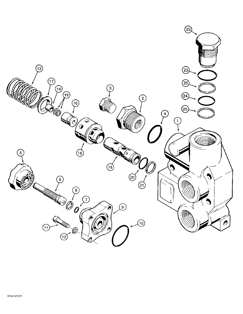 Схема запчастей Case 480F - (8-108) - THREE-POINT HITCH CONTROL VALVE, INLET-OUTLET SECTION (08) - HYDRAULICS