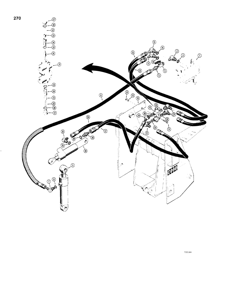 Схема запчастей Case 480C - (270) - THREE-POINT HITCH ANTI-LEAKDOWN KIT (35) - HYDRAULIC SYSTEMS