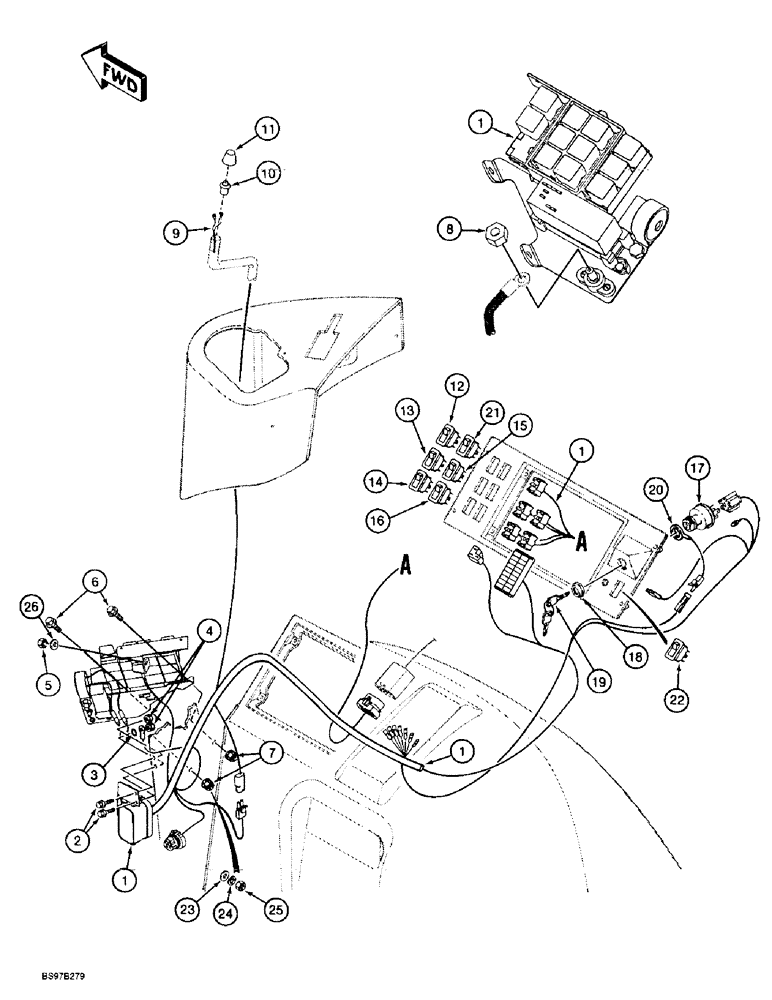 Схема запчастей Case 570LXT - (4-020) - SIDE CONSOLE INSTRUMENT HARNESS AND CONNECTIONS (04) - ELECTRICAL SYSTEMS