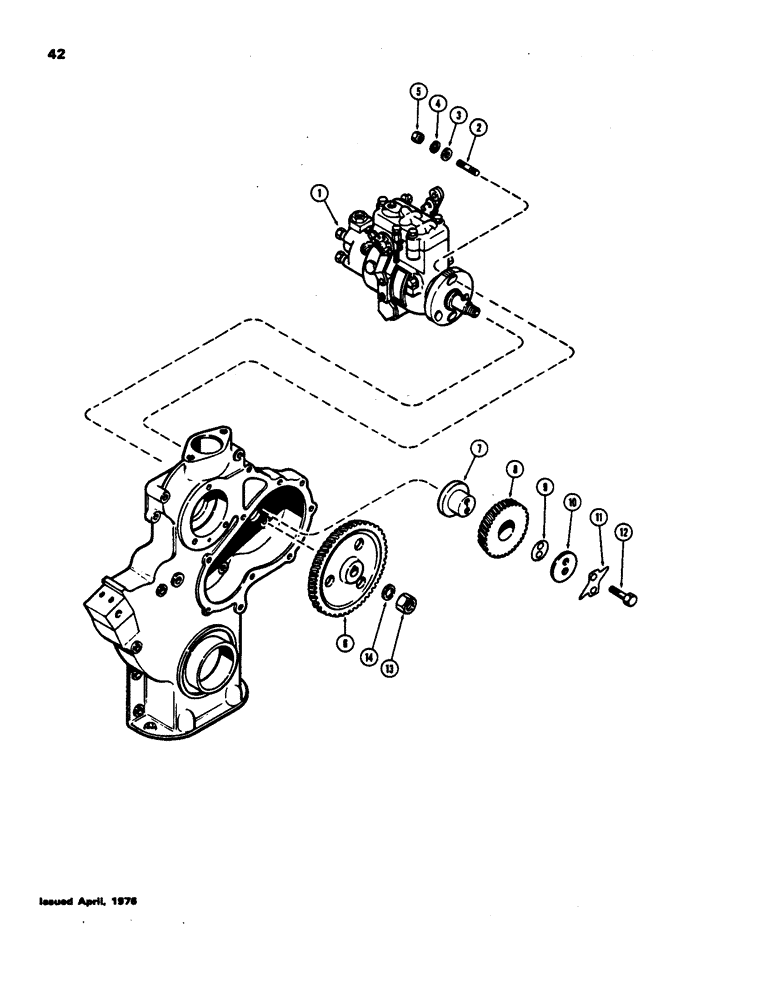 Схема запчастей Case 480B - (042) - FUEL INJECTION PUMP DRIVE, (188) DIESEL ENGINE 