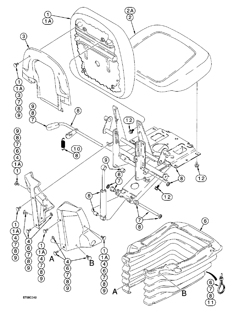 Схема запчастей Case 590SL - (9-70) - SUSPENSION SEAT ASSEMBLIES (09) - CHASSIS/ATTACHMENTS