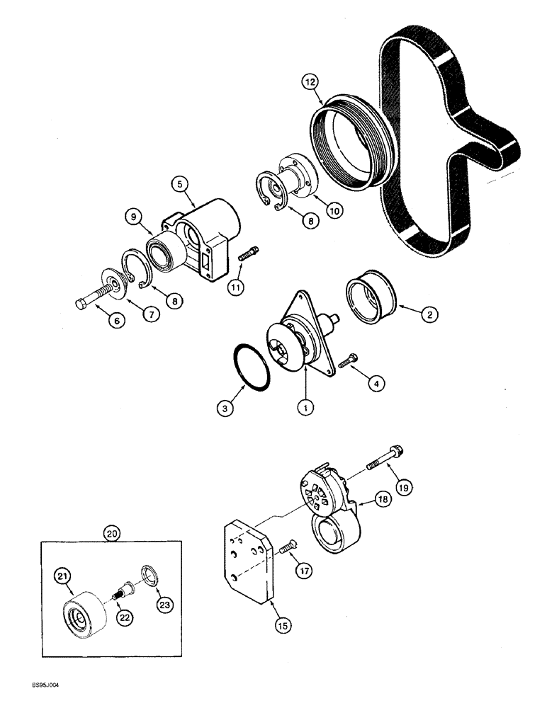 Схема запчастей Case 821B - (2-16) - WATER PUMP SYSTEM, 6T-830 ENGINE, PRIOR TO P.I.N. JEE0050601 (02) - ENGINE