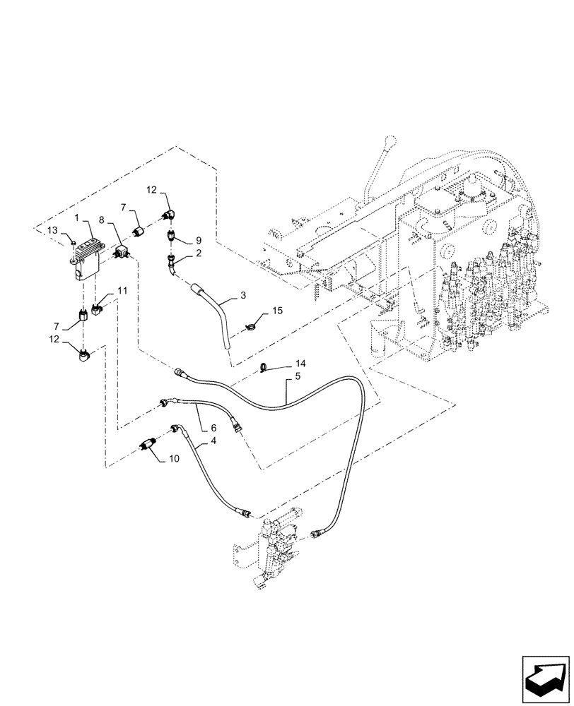 Схема запчастей Case CX36B - (01-055[01]) - CONTROL LINES, REMOTE (DOZER) (35) - HYDRAULIC SYSTEMS