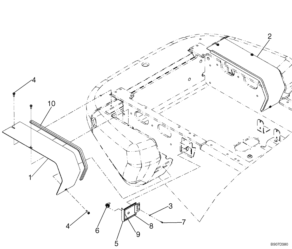 Схема запчастей Case 921E - (09-28) - COVERS - BATTERY BOX - IF USED (09) - CHASSIS