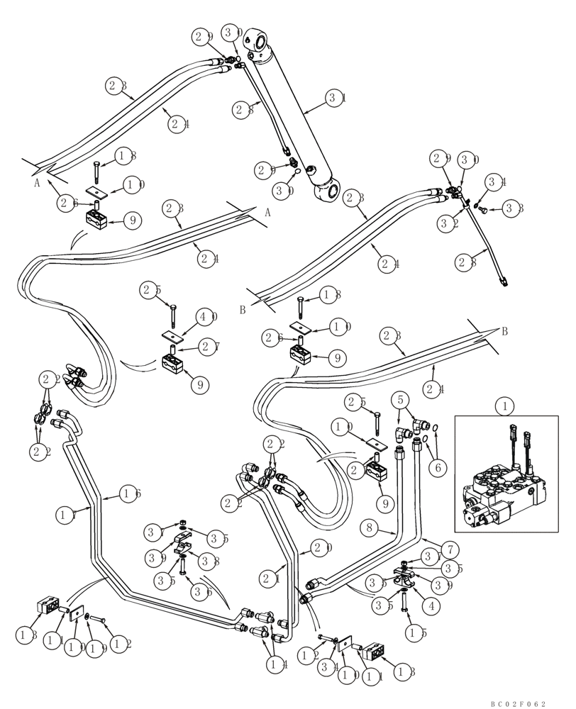 Схема запчастей Case 85XT - (08-02) - HYDRAULICS - LOADER BUCKET (NOV 3 2009 8:28AM) (08) - HYDRAULICS