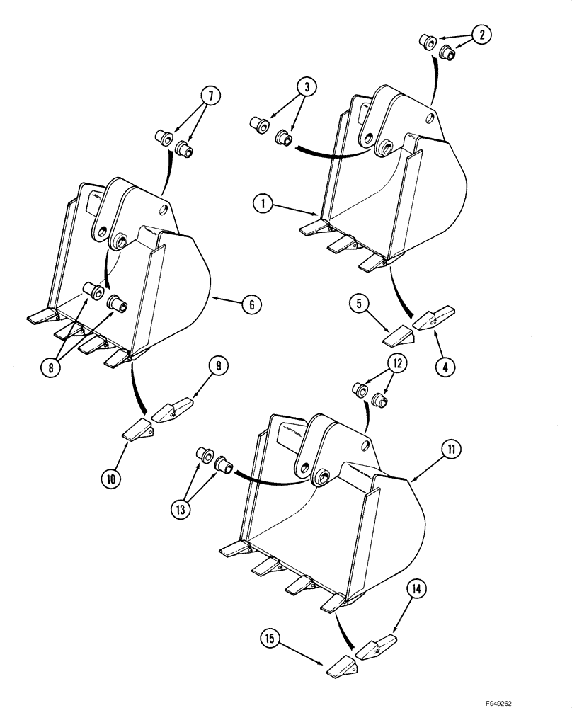 Схема запчастей Case 60XT - (09-46) - BACKHOE - BUCKETS (D100) (09) - CHASSIS