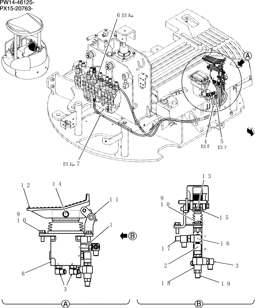 Схема запчастей Case CX31B - (154-72[1]) - CONTROL LINES, REMOTER (NIBBLER & BREAKER, ANGLE DOZER) (00) - GENERAL & PICTORIAL INDEX