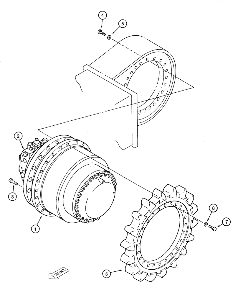 Схема запчастей Case 9050B - (6-02) - FINAL DRIVE TRANSMISSION AND TRACK DRIVE MOTOR (06) - POWER TRAIN