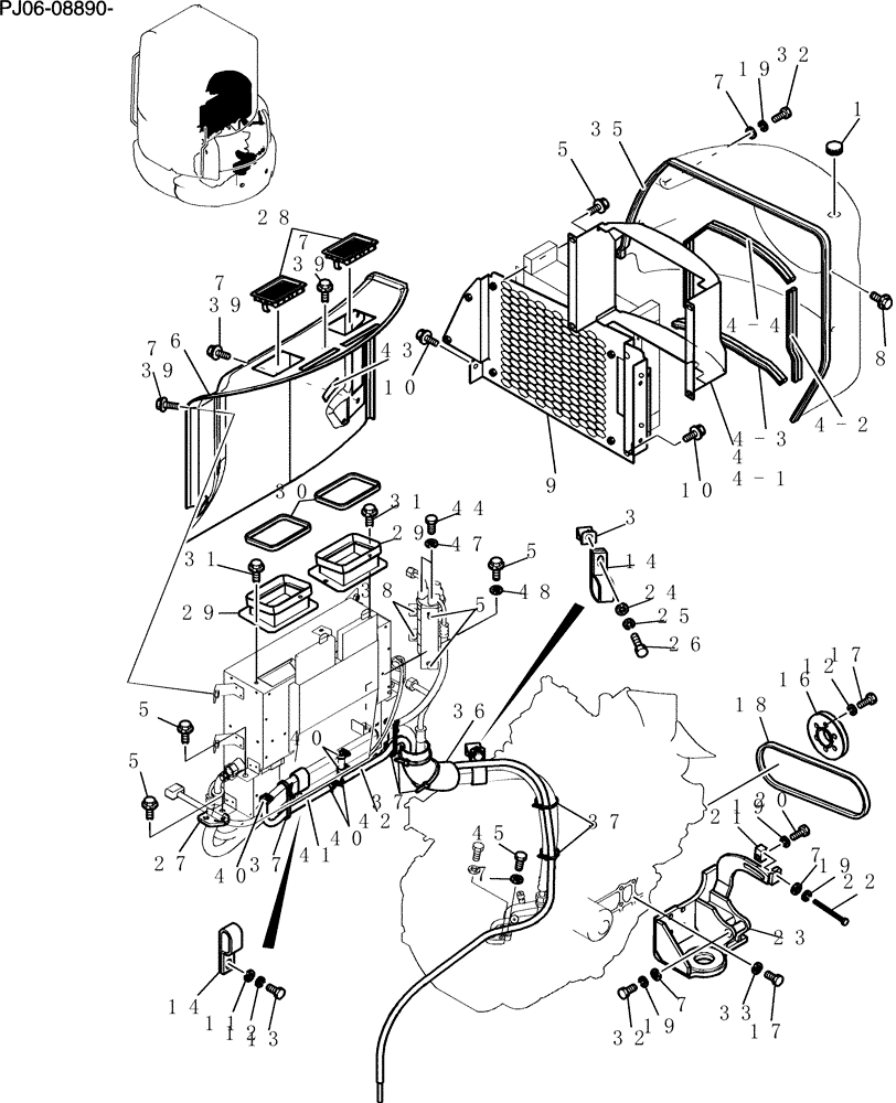 Схема запчастей Case CX50B - (781-01[1]) - COOLER ASSEMBLY (50) - CAB CLIMATE CONTROL