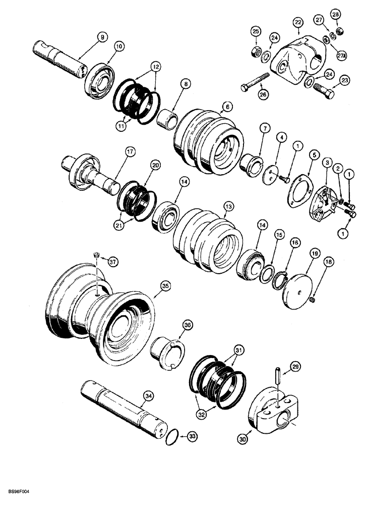 Схема запчастей Case 850G - (5-06) - TRACK ROLLER ASSEMBLIES AND CARRIER ROLLER MOUNTING (04) - UNDERCARRIAGE