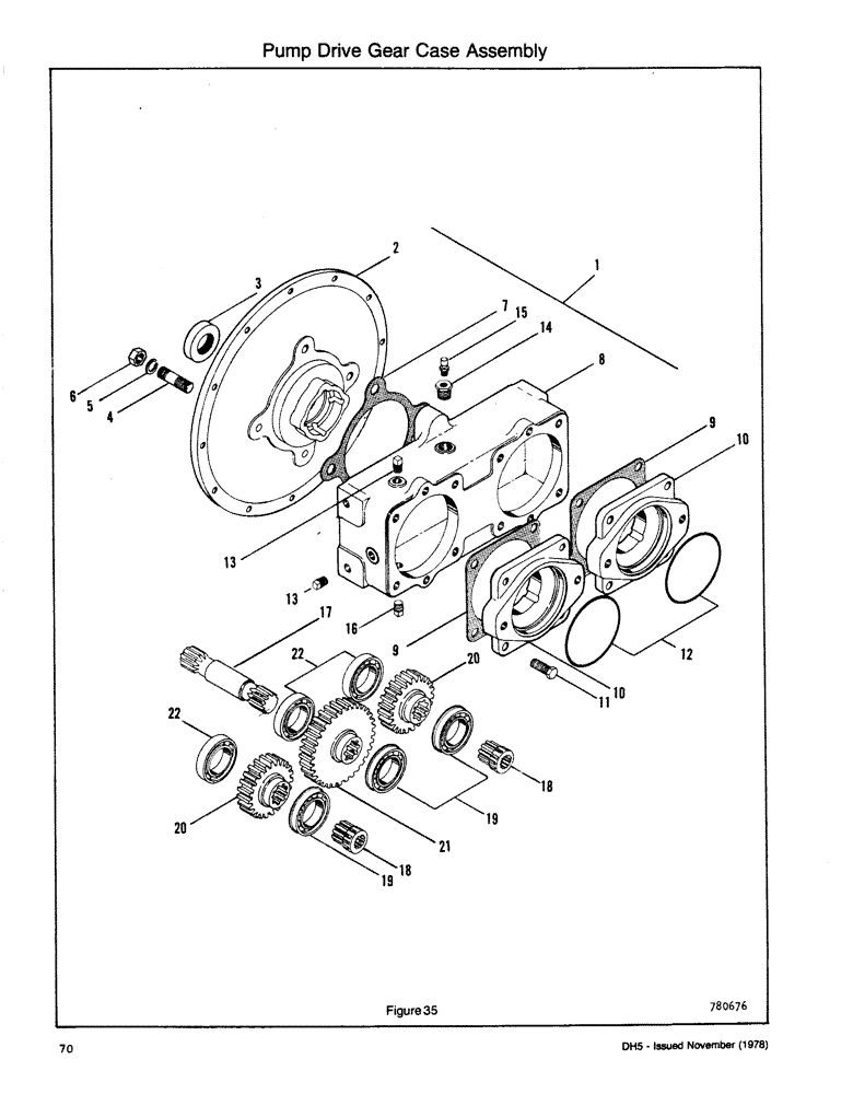 Схема запчастей Case DH5 - (070) - PUMP DRIVE GEAR CASE ASSEMBLY (35) - HYDRAULIC SYSTEMS