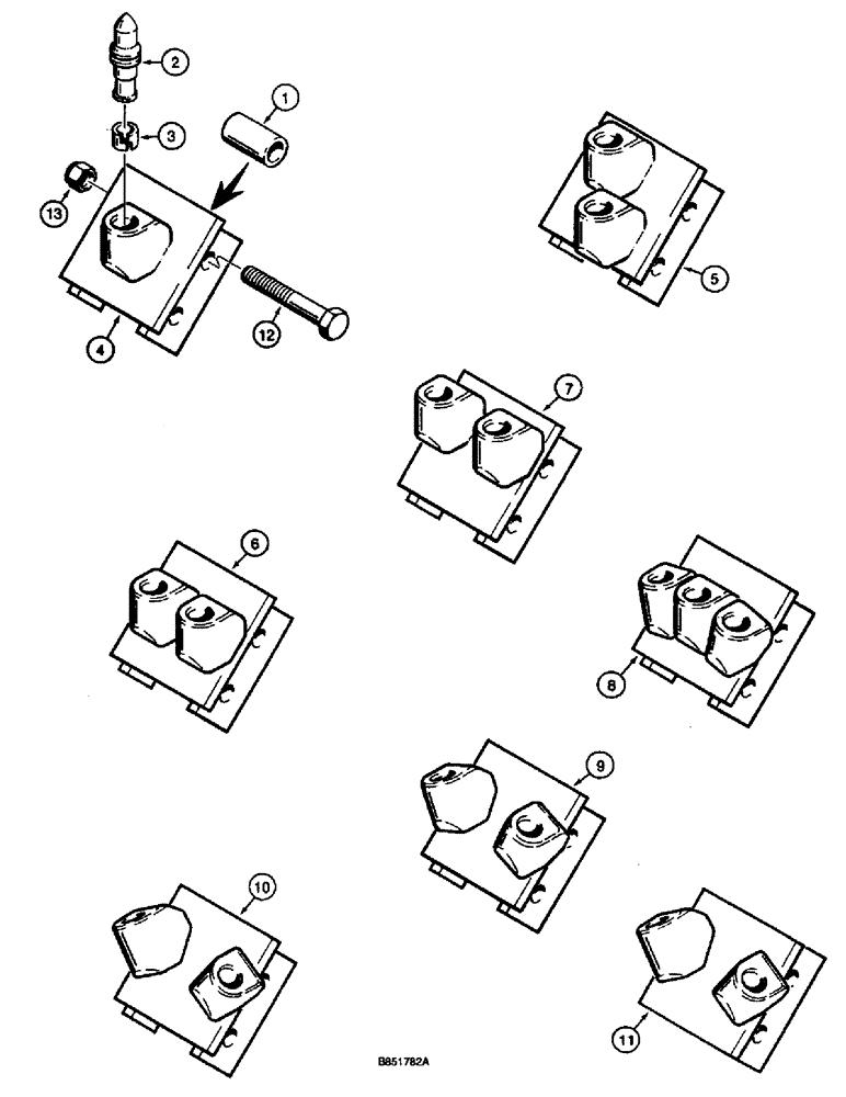 Схема запчастей Case 660 - (9-082) - ROCK AND FROST DIGGING TEETH, 110,000 POUND CHAINLINE (09) - CHASSIS/ATTACHMENTS