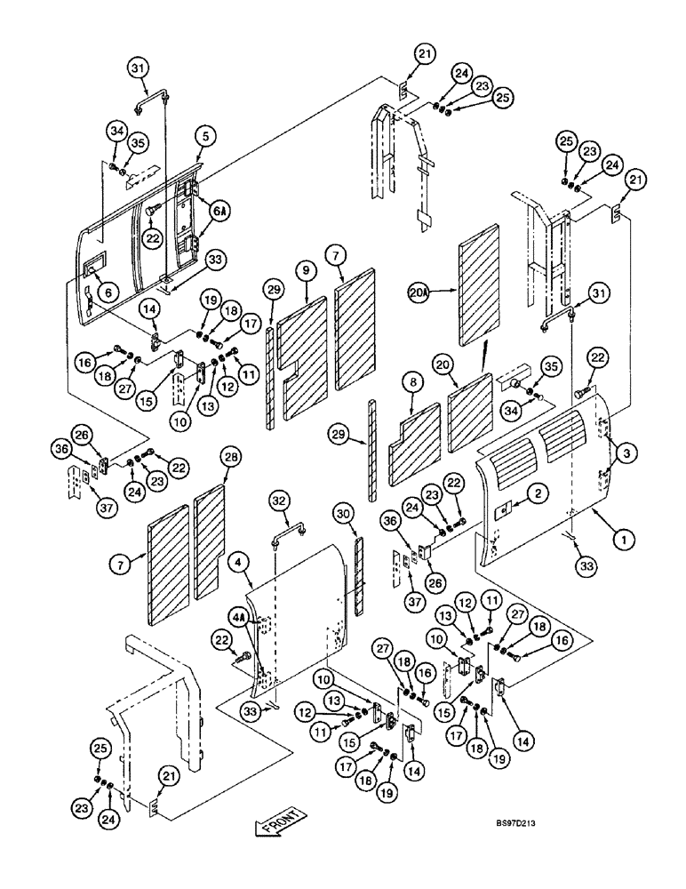 Схема запчастей Case 9040B - (9-030) - UPPER STRUCTURE, LEFT AND RIGHT SIDE DOORS AND RELATED PARTS (09) - CHASSIS