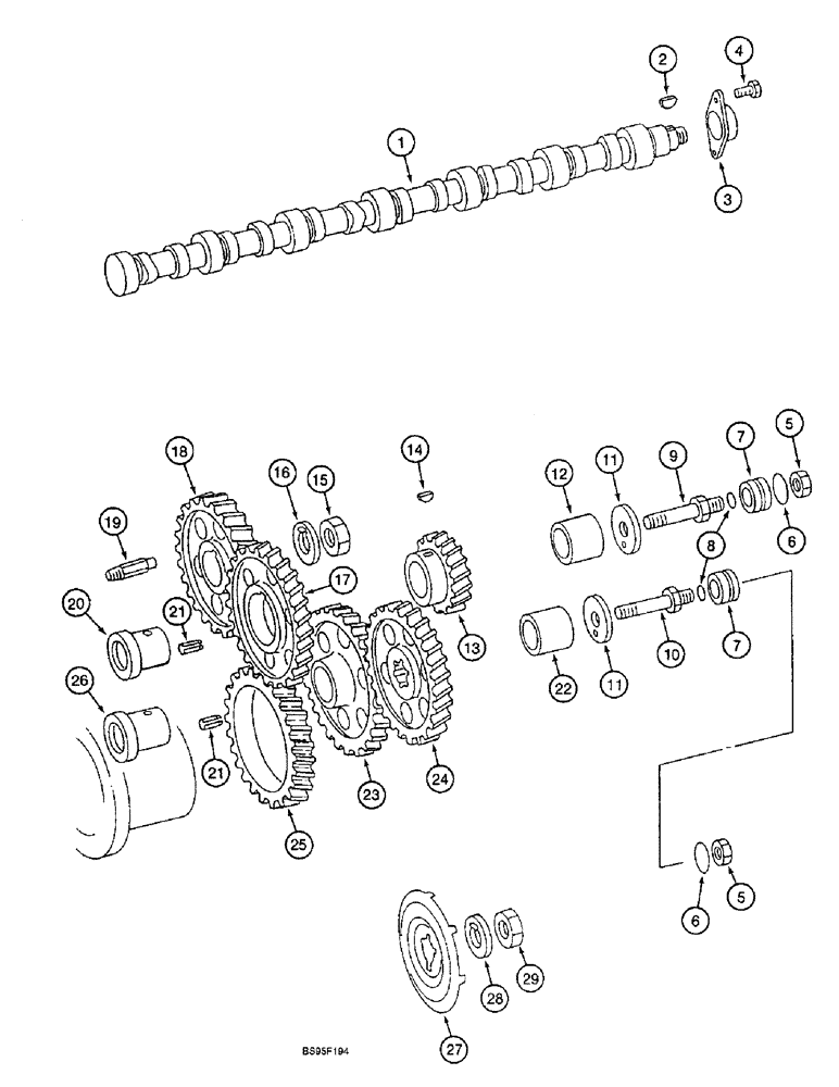 Схема запчастей Case 9060B - (2-40) - CAMSHAFT AND TIMING GEAR TRAIN, 6D22-TC ENGINE, CAMSHAFT, TIMING GEAR TRAIN (02) - ENGINE