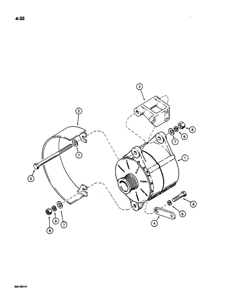 Схема запчастей Case W14C - (4-32) - 65 AMP ALTERNATOR AND MOUNTING PARTS (04) - ELECTRICAL SYSTEMS