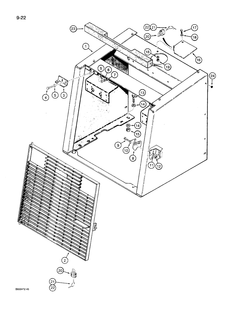 Схема запчастей Case 621 - (9-22) - RADIATOR GUARD AND GRILLE (09) - CHASSIS/ATTACHMENTS