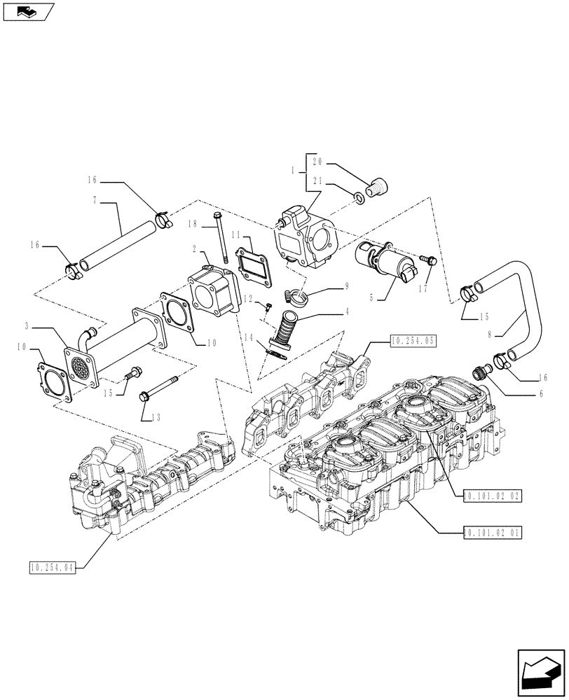 Схема запчастей Case SR220 - (10.408.01) - HEAT EXCHANGER - ENGINE - EGR GROUP (504385853) (10) - ENGINE